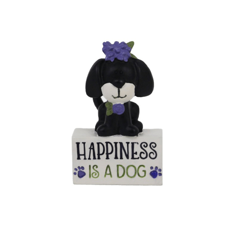 Puppy on Block Figurine – ‘HAPPINESS IS A DOG’