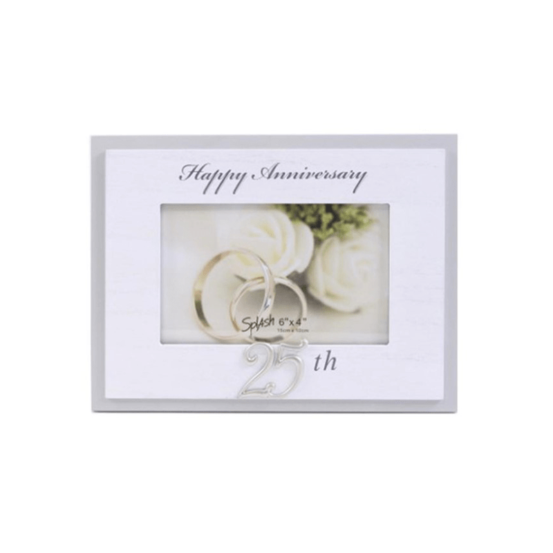 6X4 White 25 Anniversary Frame with Metal Word