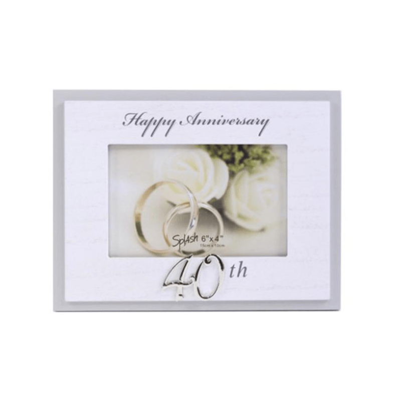 6X4 White 40 Anniversary Frame with Metal Word