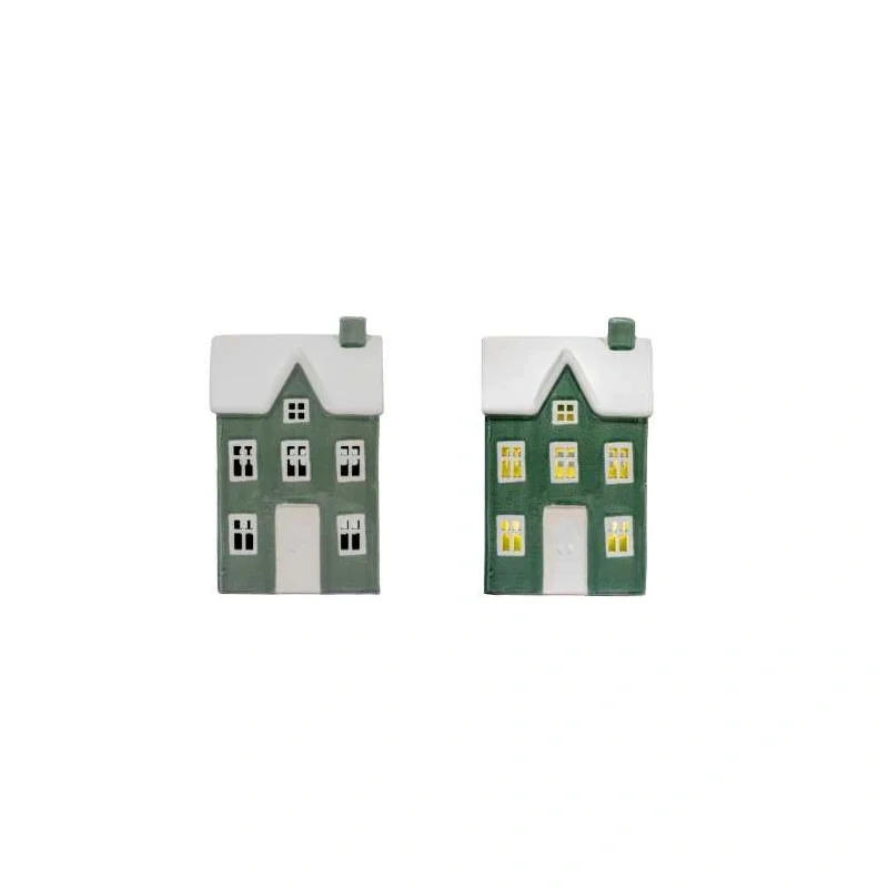 WHITE AND GREEN LARGE DOLOMITE HOUSE WITH LIGHT - INCLUDES 3 LR44 BATTERIES