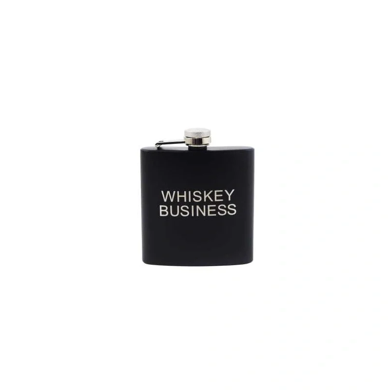 6 OZ BLACK HIP FLASK- 'WHISKEY BUSINESS'