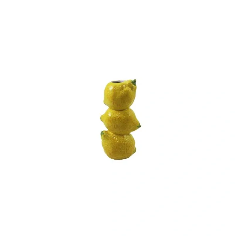 CERAMIC 3D 3-STACKED LEMONS VASE