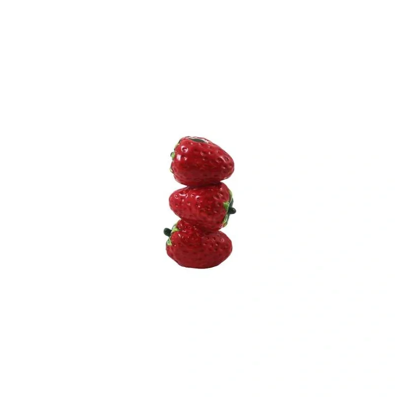 CERAMIC 3D 3-STACKED STRAWBERRIES VASE