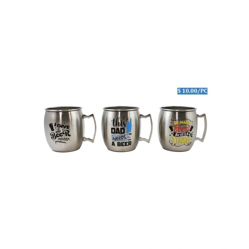STAINLESS STEEL 16 OZ BEER MUG WITH DISPLAY3 DESIGNS