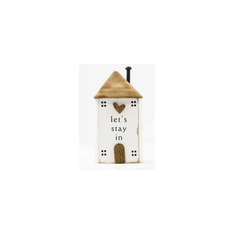 SMALL WOOD HOUSE DECOR- 'LET'S STAY HOME'