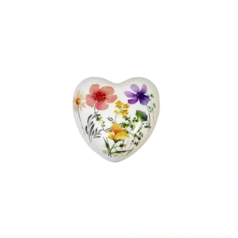 CERAMIC WHITE FLORAL HEART DECOR