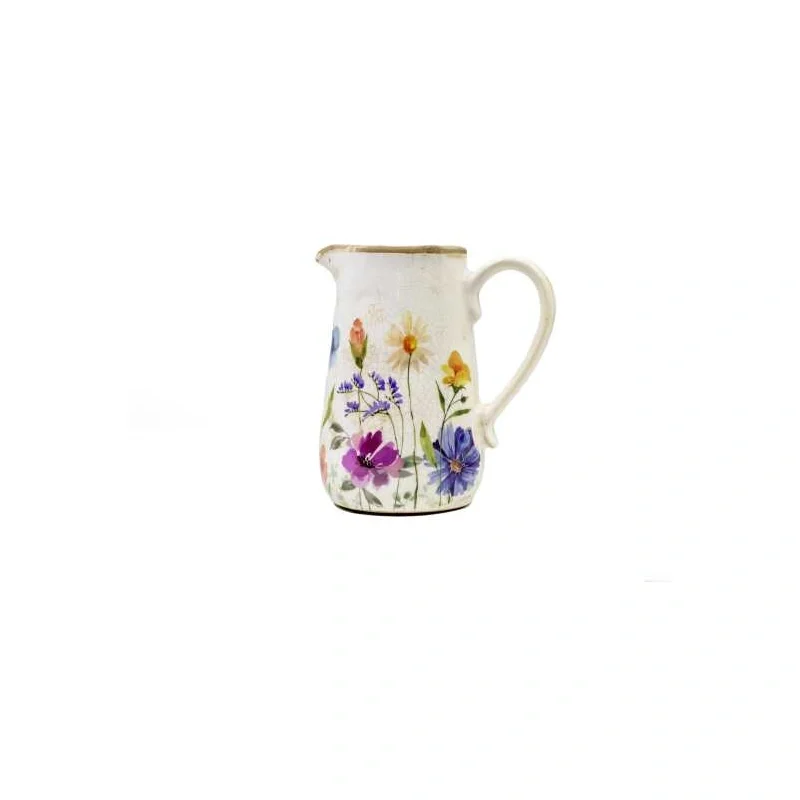 CERAMIC WHITE FLORAL JUG