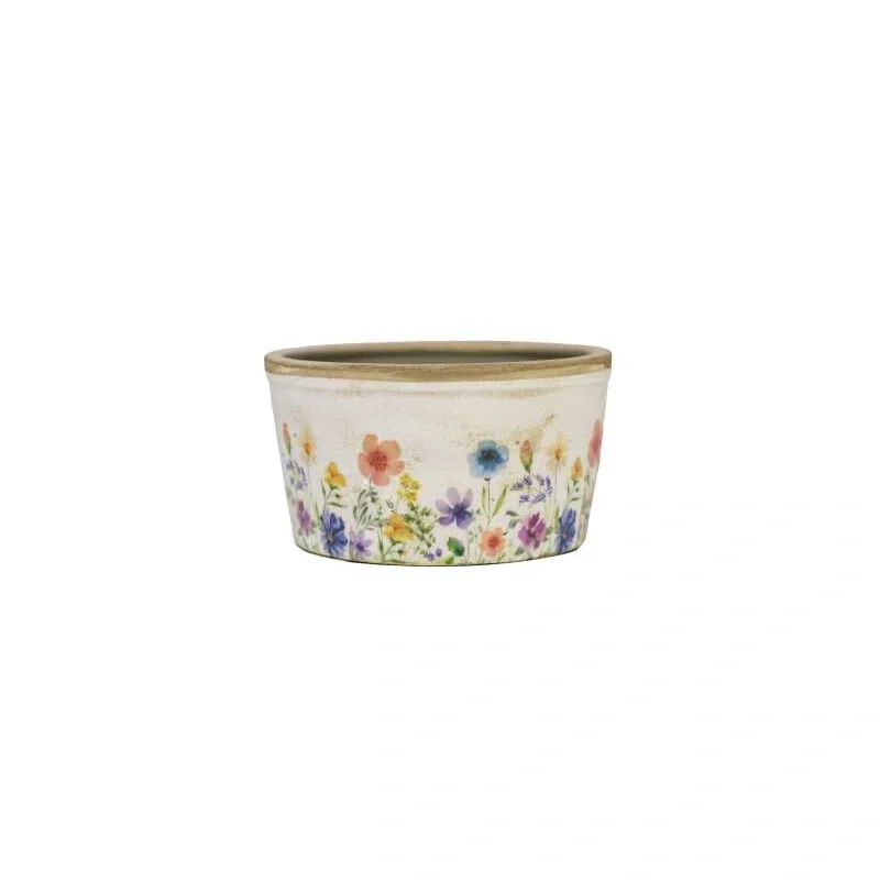 CERAMIC WHITE FLORAL PLANTER