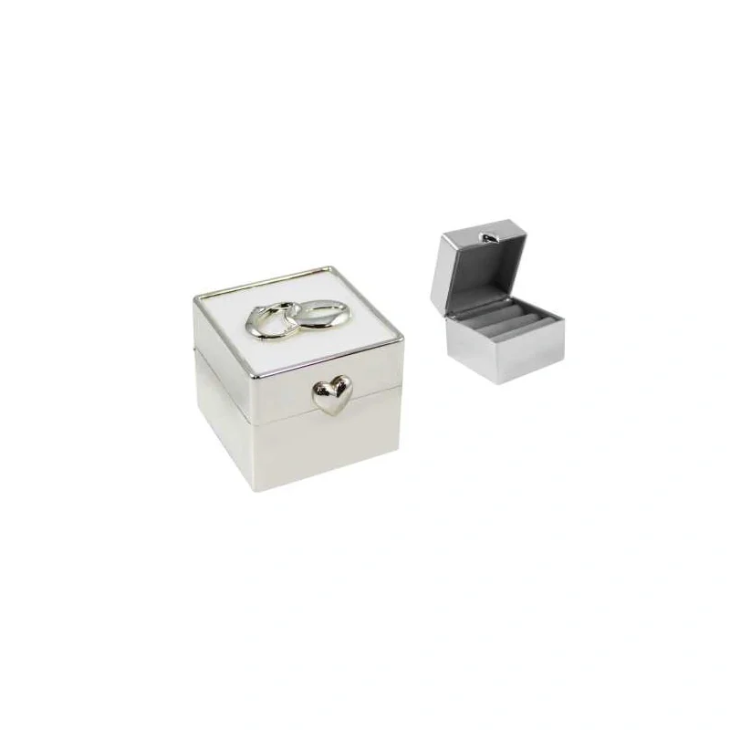 SILVER PLATED METAL BOX WITH DOUBLE RINGS
