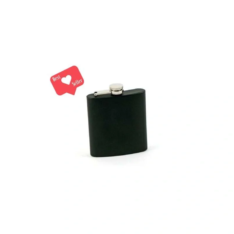 6 oz Stainless Steel Flask, Matt Black Surface