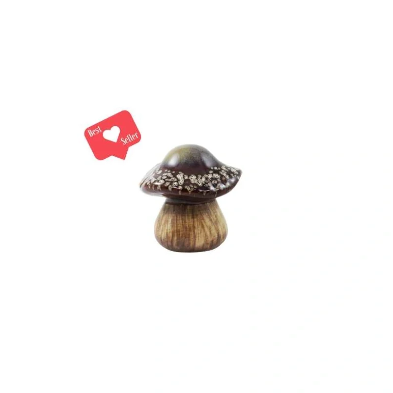 CERAMIC BROWN SPOTTED MUSHROOM DECOR