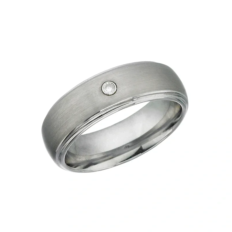 Tungsten Band With CZ Stone - 7mm