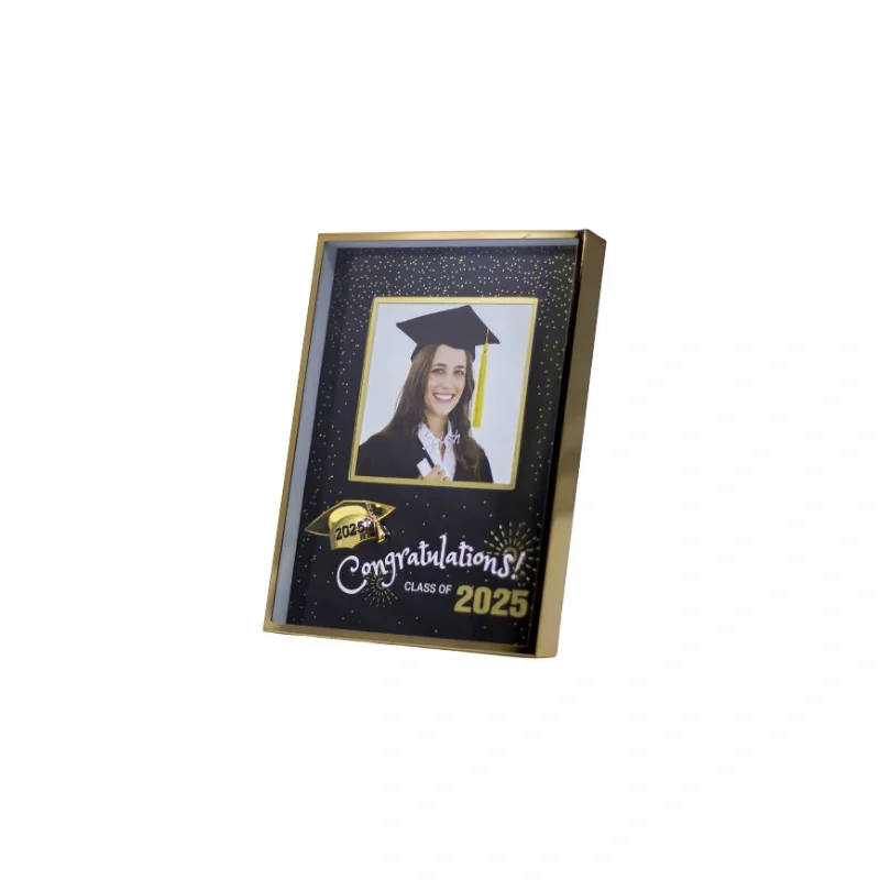 GOLD TONE 4x4'' GRAD FRAME WITH BLACK PAPER MAT AND GOLD TONE '2023'- 'CONGRATULATIONS CLASS OF 2025'