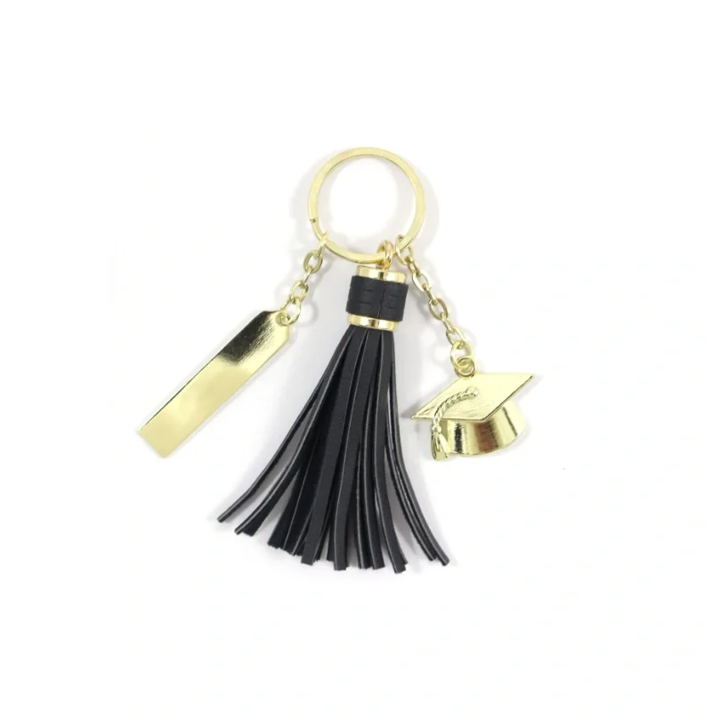 GOLD GRADUATION KEYCHAIN WITH BLACK TASSEL AND HAT