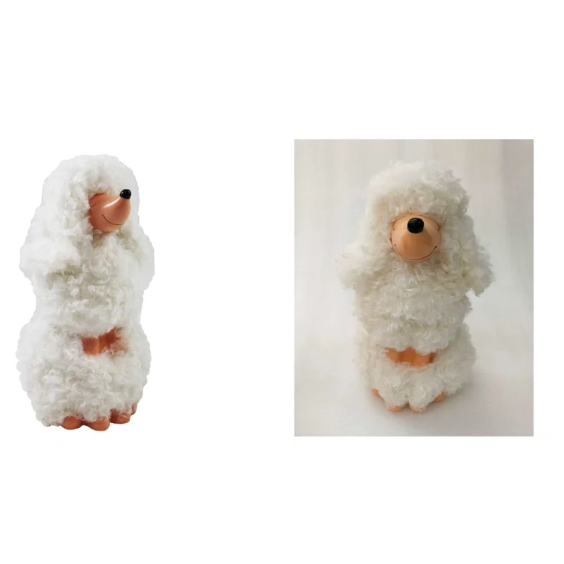 CERAMIC WHITE FURRY POODLE MONEY BANK