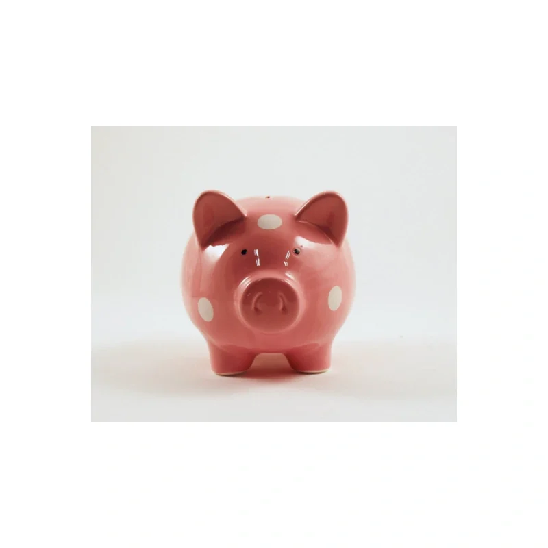 PINK PIGGY BANK WITH WHITE POKA DOTS
