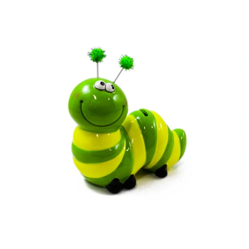 GREEN '"' YELLOW CATERPILLAR MONEY BANK