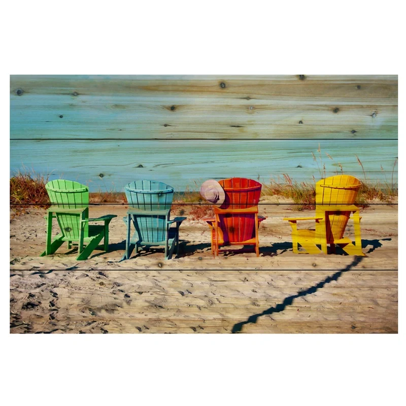 WOOD WALL ART-COLORED ADIRONDACK CHAIRS