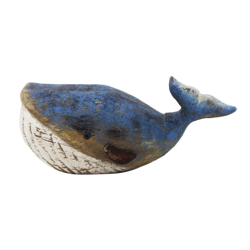 WOOD BLUE HUMPBACK WHALE DECOR