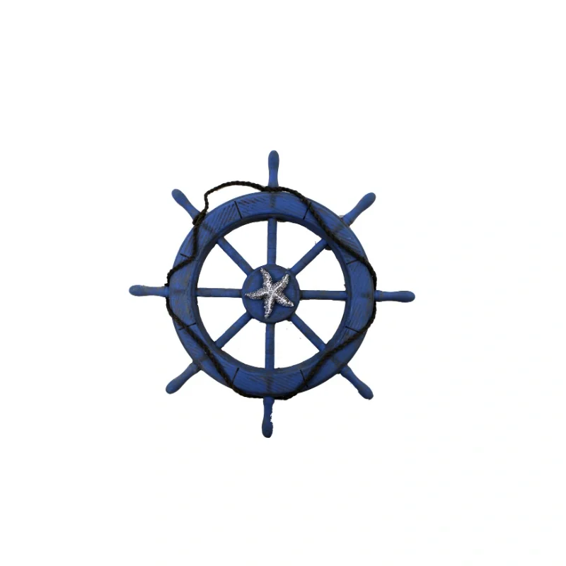 WOODEN SHIP CAPTAIN'S WHEEL - BLUE