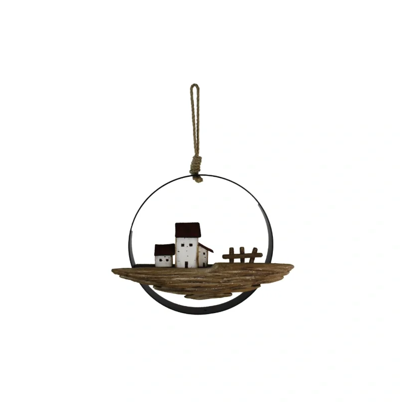 ROUND METAL HANGING WALL DECOR WITH ROPE- HOUSES