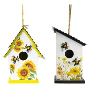 2PC MDF BEE/FLOWER BIRD HOUSES