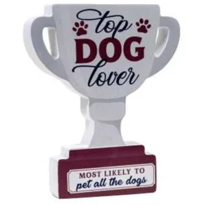 MDF WHITE "DOG LOVER" TROPHY STAND