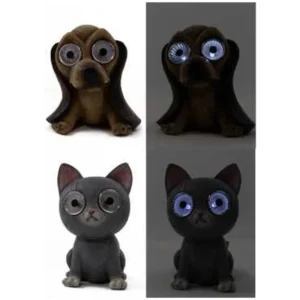 2PC SOLAR LED BRN DOG/GRY CAT