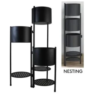 MTL. FOLDABLE 6-TIER PLANT'R-BLK.