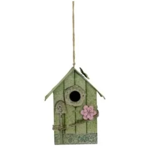 WOODEN BIRDHOUSE W/FLOWER