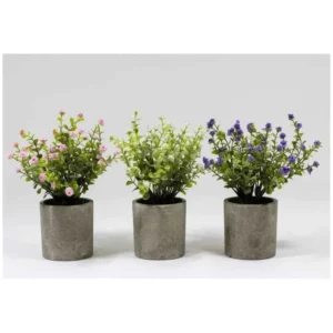 3PC ART. FLOWERS IN CYLIN POTS