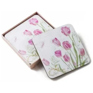 4PC PINK TULIP COASTERS