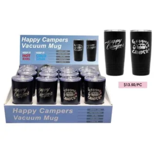 12PC-PDQ 20OZ SS MUG-HAPPY CAMPERS
