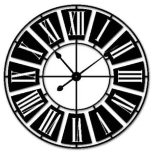 BLK MTL RND ROMAN WALL CLOCK