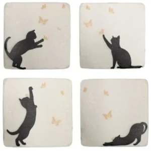 4PC. POLY CAT COASTER SET