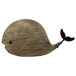 LARGE WOODEN WHALE DECOR