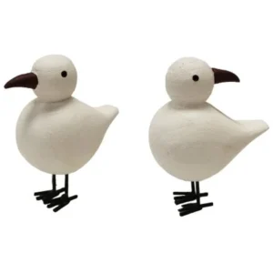 2 PC WHITE WOOD SEA BIRDS