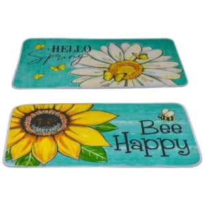 2PC DOOR MAT-BEE HAPPY/HELLOSPRNG