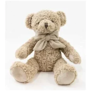 PLUSH BRN BEAR SITTING W/RIBBON