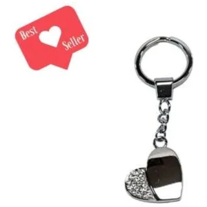 SLV. HEART K'CHAIN/CLR. CRYSTALS