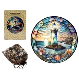 WOOD ROUND LIGHTHOUSE PUZZLE SET