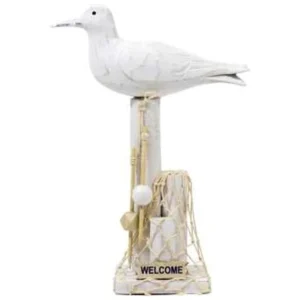 WHITE WOODEN STUMP BIRD