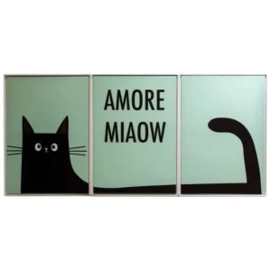 3PC MDF CAT AMORE MIAOW WALL ART