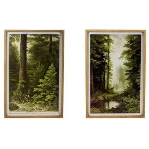 2PC WOOD FRAMED FOREST WALL ART