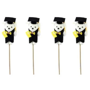 4PC GRAD BEAR W WOOD STAKE