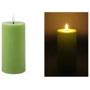 *15CM LED GRN CNDL. W/MELT&FLCKER