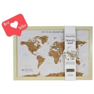 5539SML.FRAM'D CORK WORLD MAP/PINS
