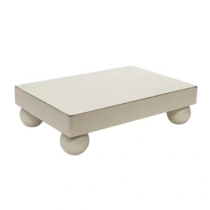 White Distressed Wood Riser With Ball Legs