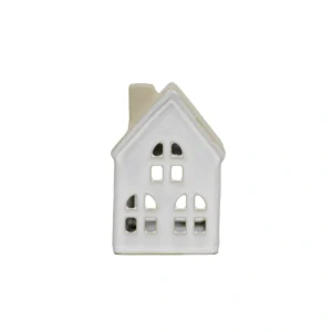 Beige Small Stoneware House Candle Holder