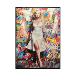 HAND PAINTED WOMAN IN WHITE DRESS WALL ART